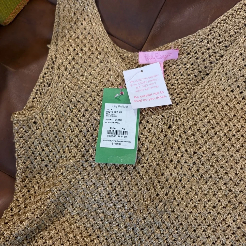 Lilly Pulitzer Gold Metallic Gina Tank - Picture 5 of 6
